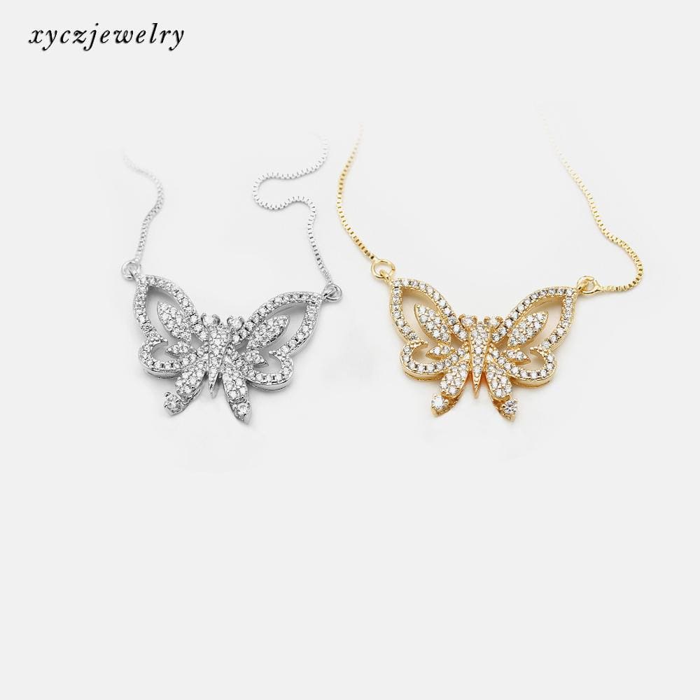 Colar Com Pingente Borboleta vazado e Cravejado XYP101256