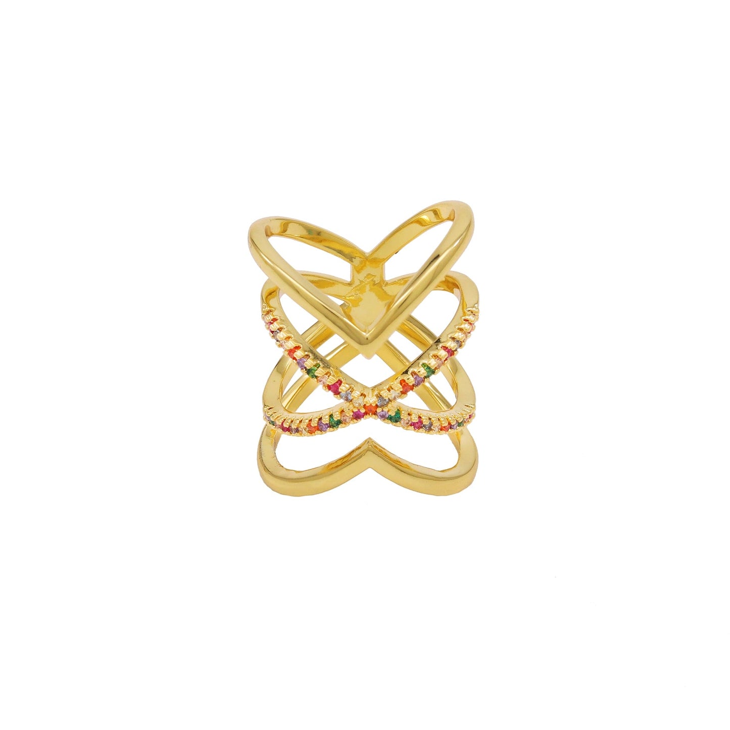 Anel Luxo Formato Seta e X XYR102884