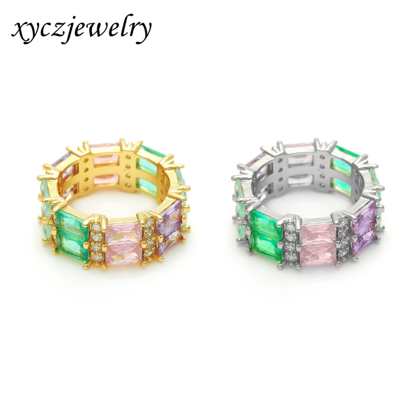 Anel Carrê de Luxo cravejado no atacado