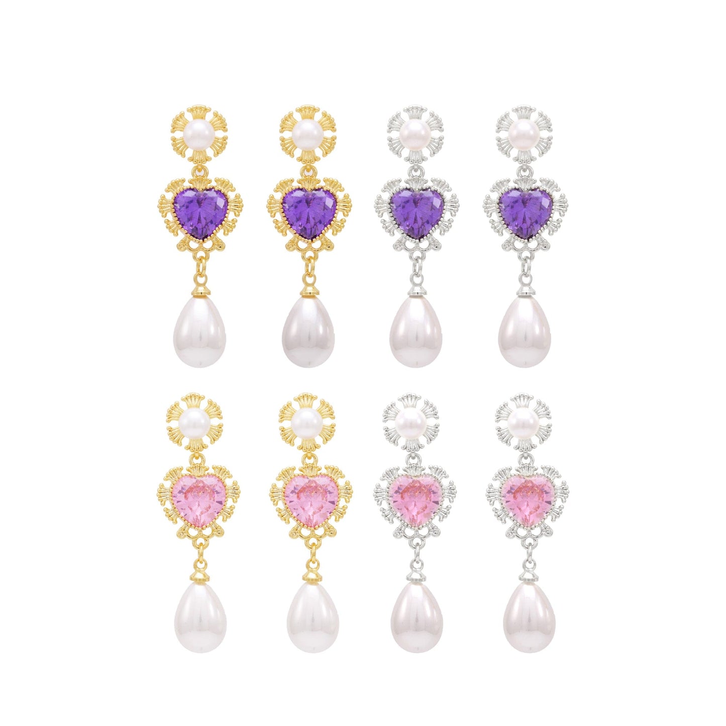 DESC-Brinco Coração e Perola Shell Gota XYE104560 earring