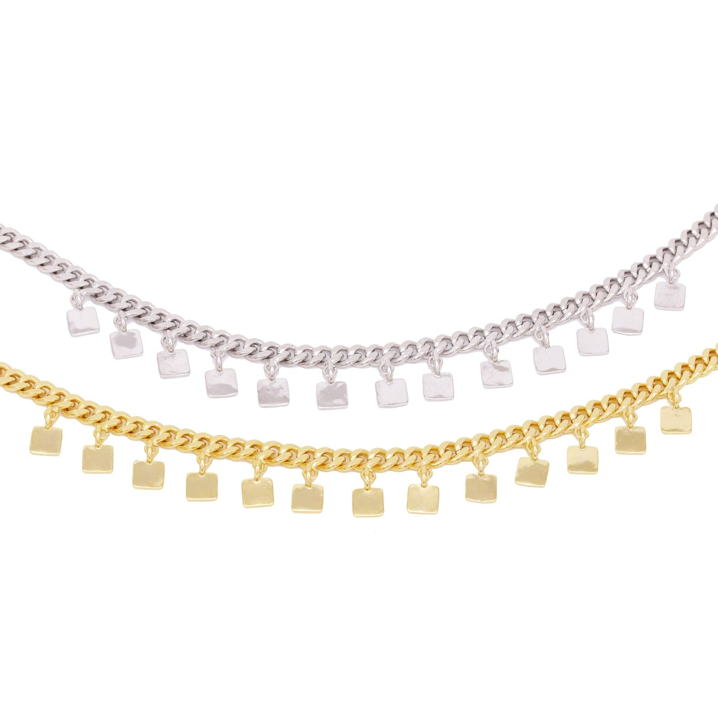 Colar Choker Grumet Pingetes Quadrados Llisos XYS101149