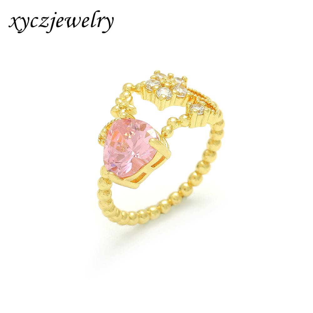 Anel aro de bolinhas com coração e estrela no atacado