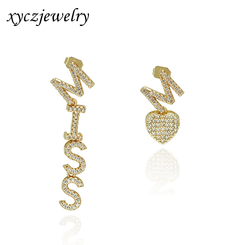 Brinco descombinado coração letras DIY MISS M♥ XYE104200