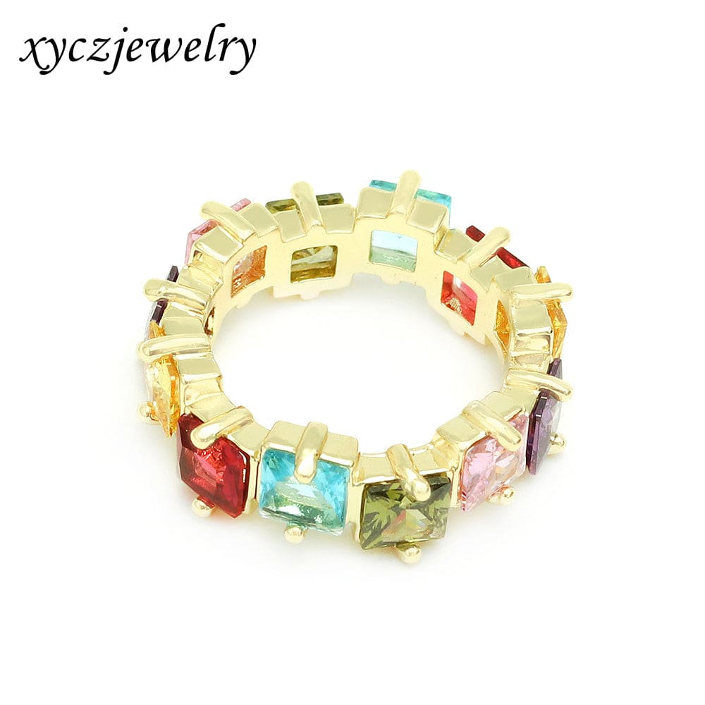 Anel baguete arco-íris no atacado