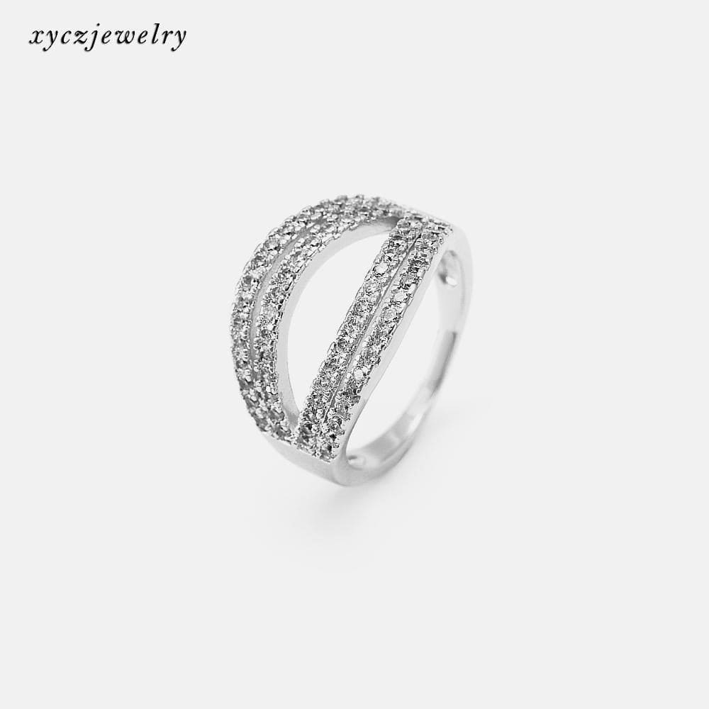 Anel elo vazado cravejado no atacado