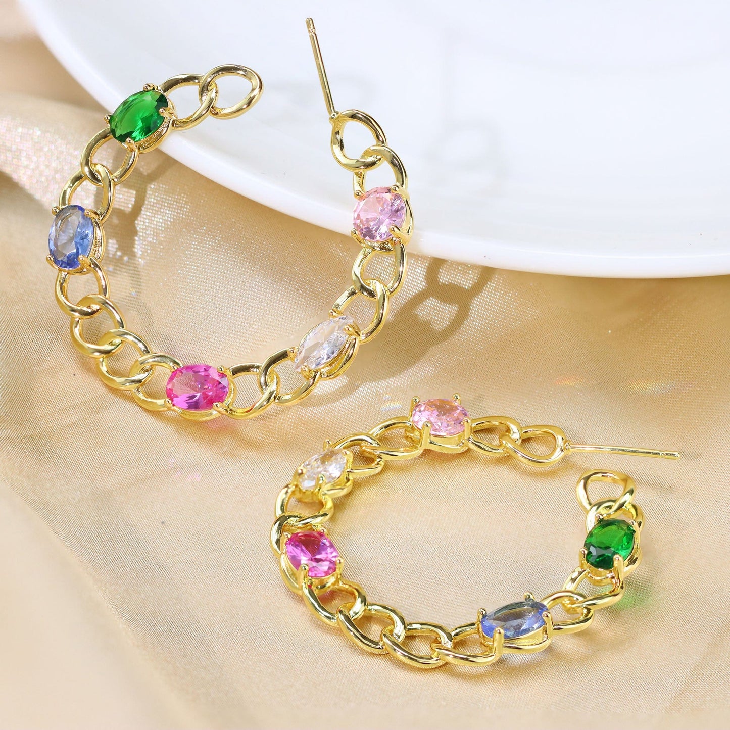 Meia Argola Grumet Pedras XYE104645 earring