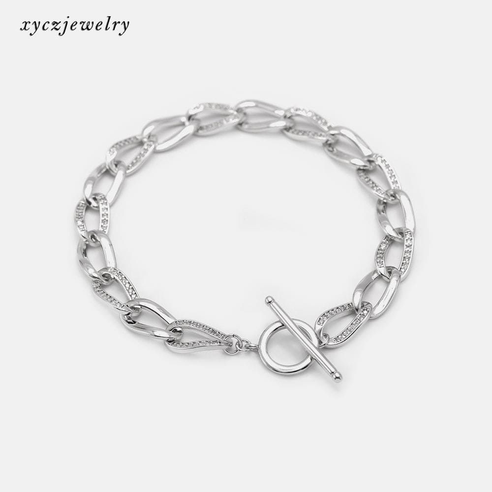 DESC - Pulseira elos cravejados com zircônia XYH100433 手链
