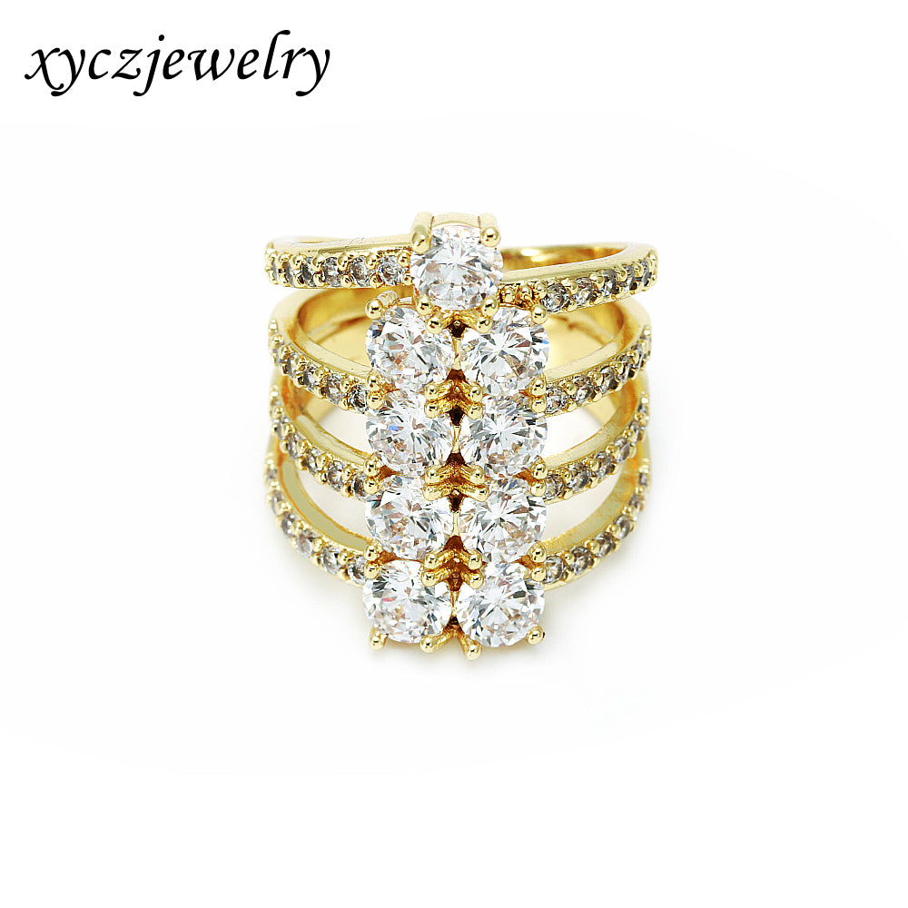 Anel 4 aros cravejado com zircônias