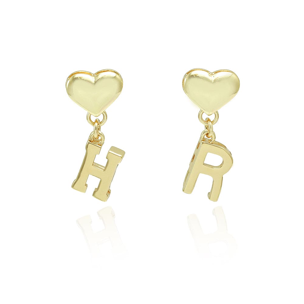 Brinco coração e letras DIY H&R liso com tarracha XYE104198