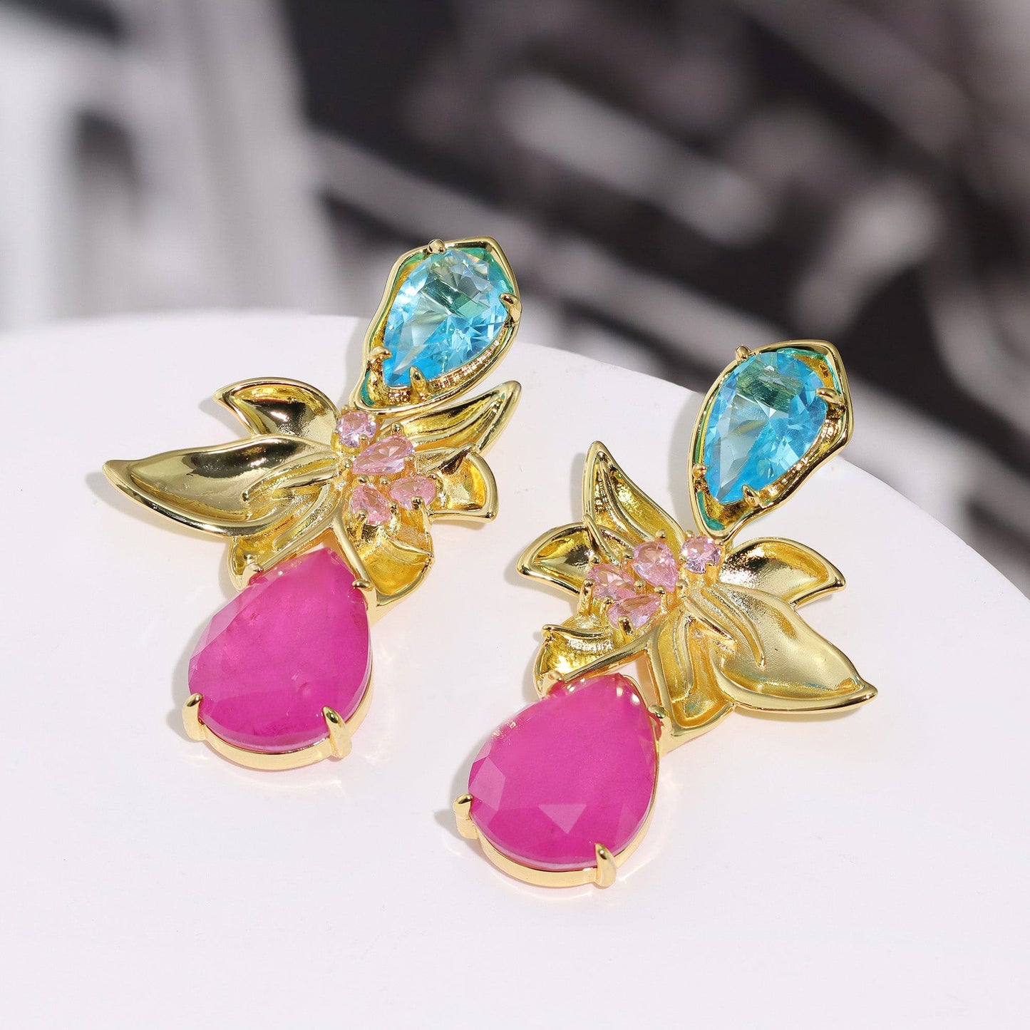 Brinco Flor e Gotas Luxo XYE104610