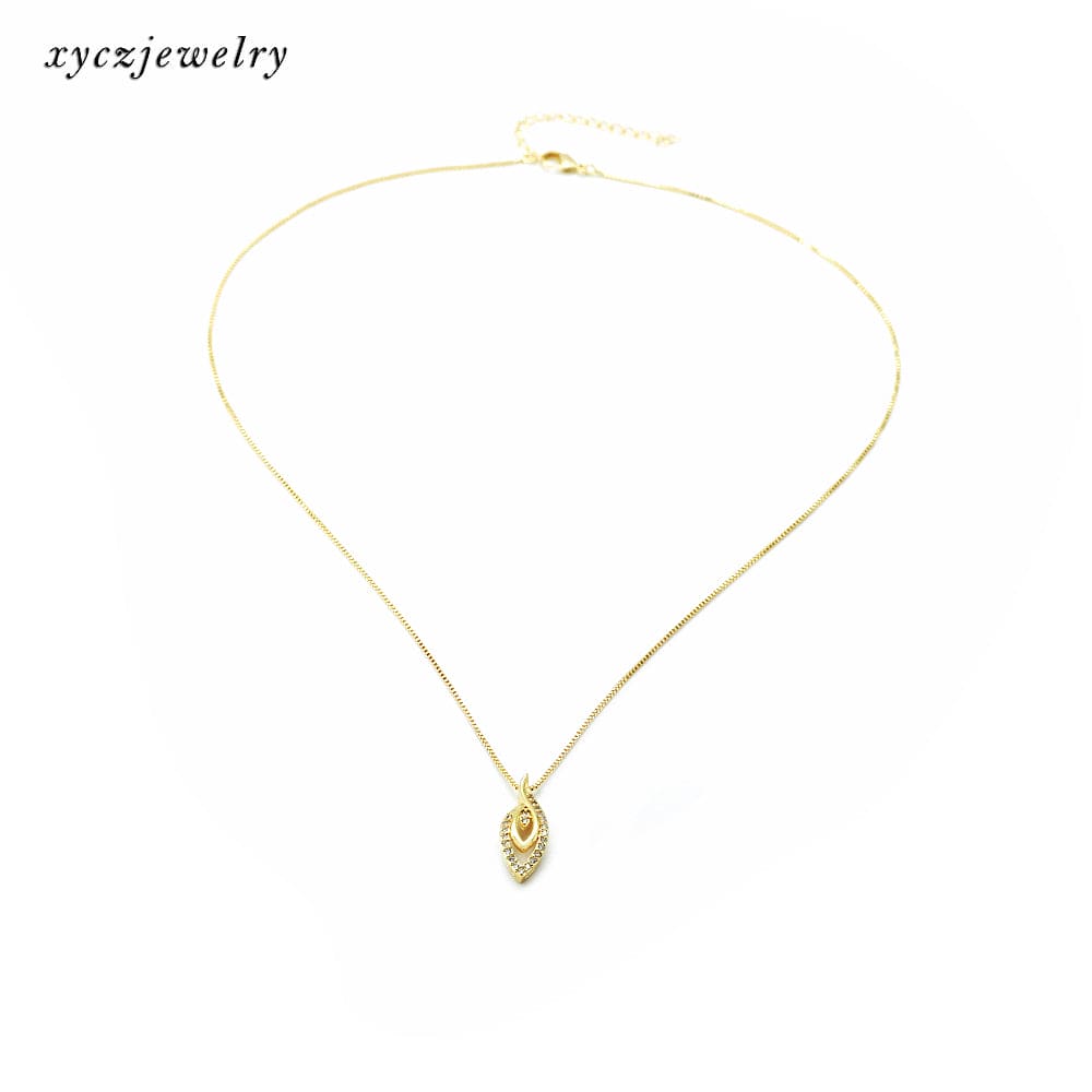 DESC-Colar pingente de folha XYS100561 吊坠+链条