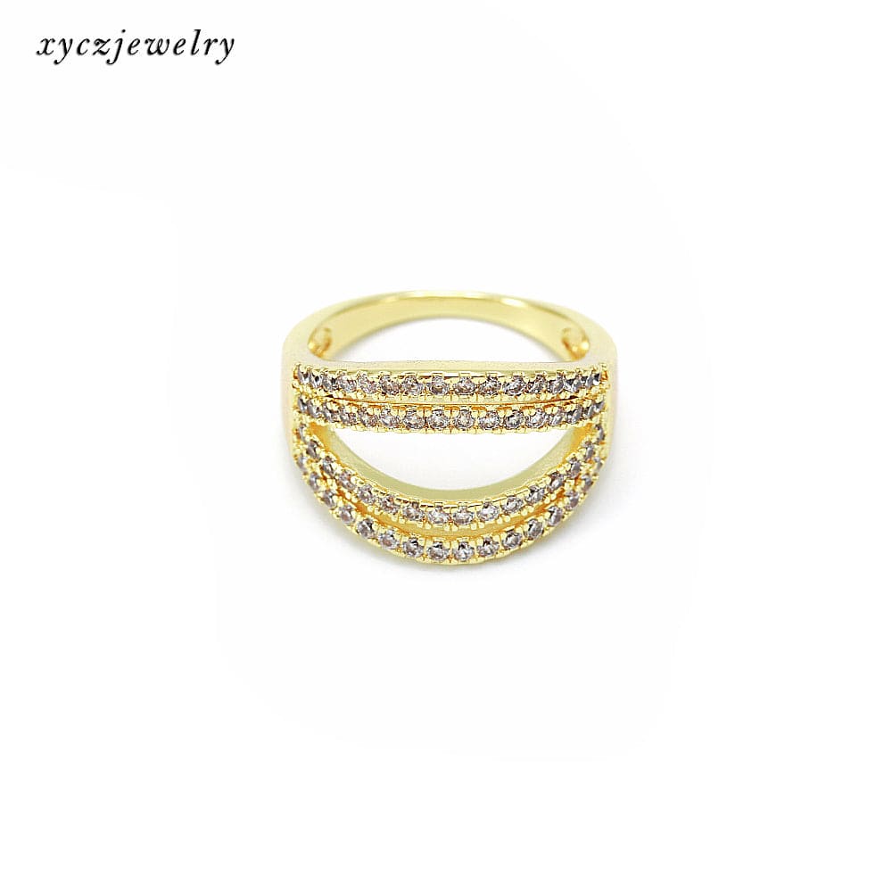 Anel elo vazado cravejado no atacado