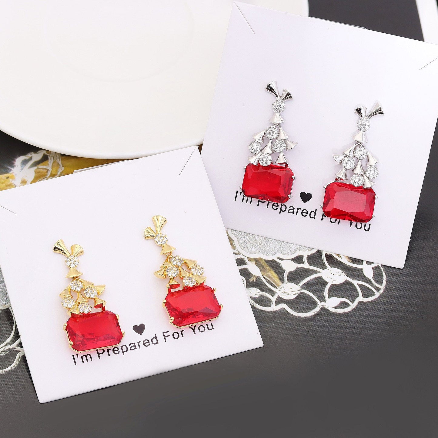 Brinco Retangular Flores XYE104402