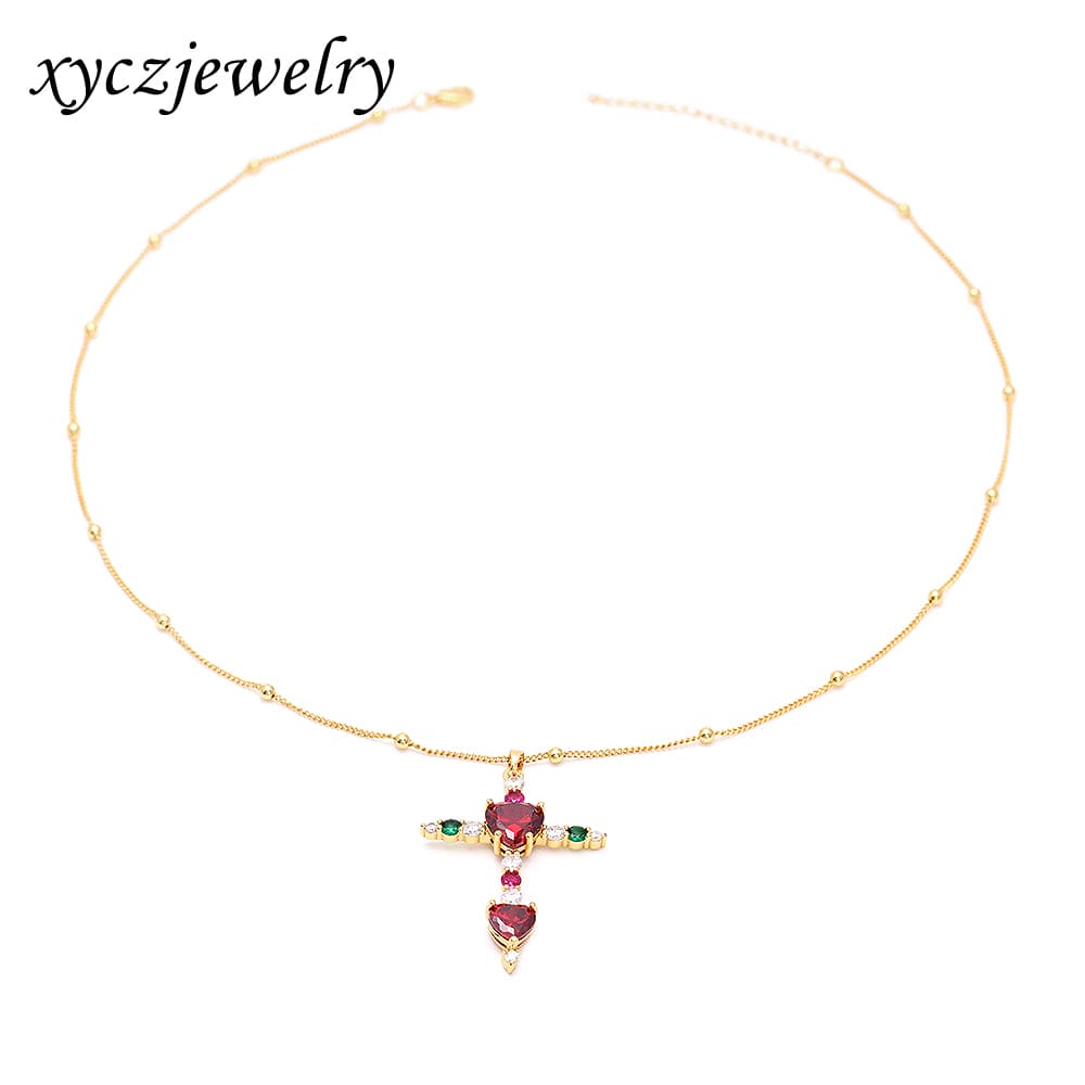 Colar Cruz Sagrado Coração XYN101056