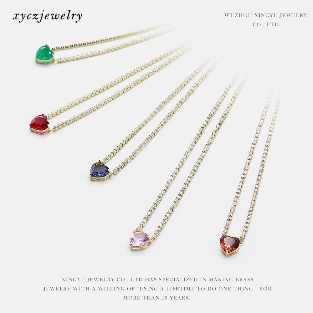 Colar Pedras com Coração colorido XYP101718