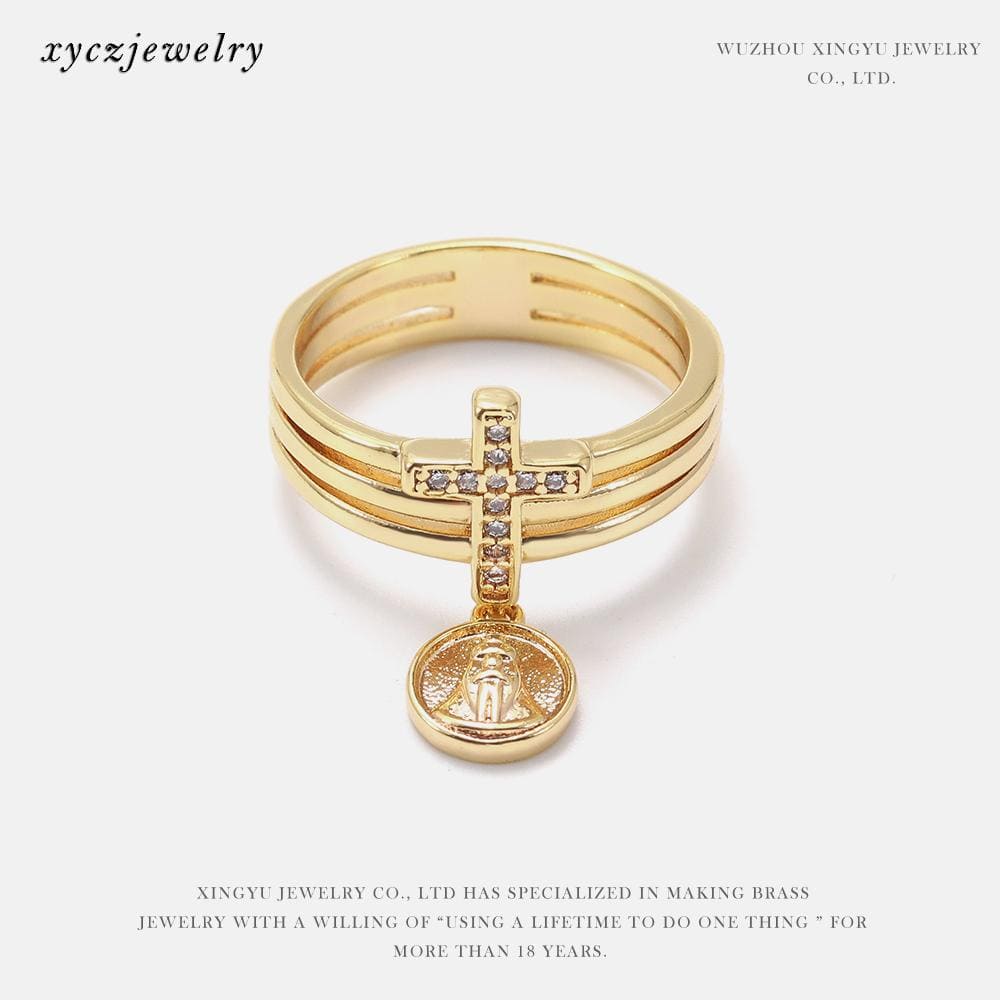 Anel Religioso Cruz + Pingente XYR102776 戒指