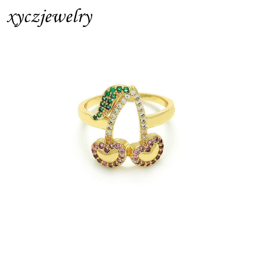 Anel de cereja cravejado no atacado