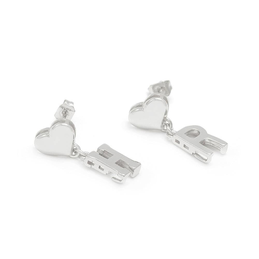 Brinco coração e letras DIY H&R liso com tarracha XYE104198