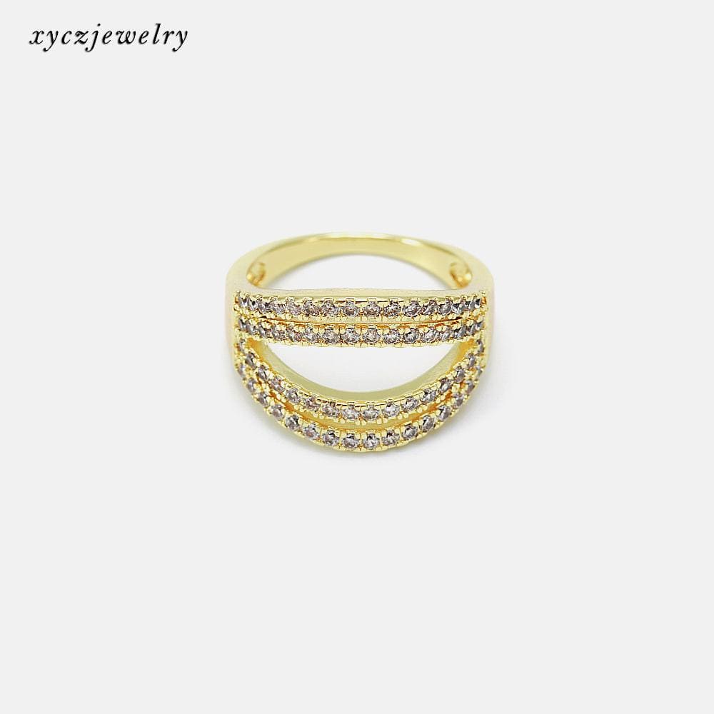 Anel elo vazado cravejado no atacado