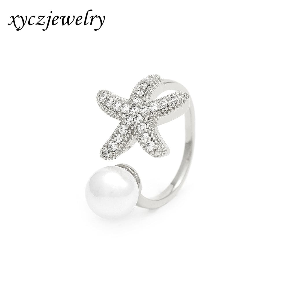Anel estrela do mar e pérola