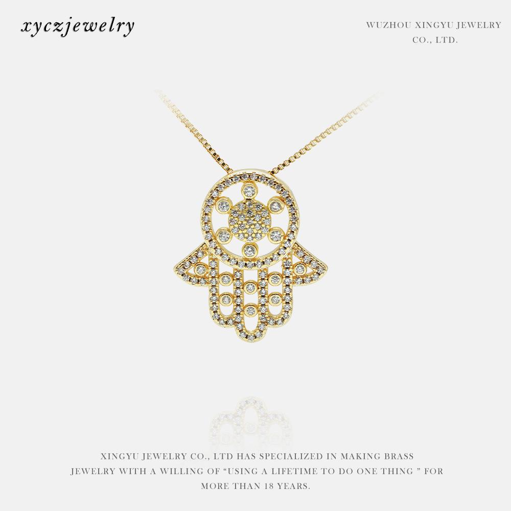 DESC Colar mão de Fátima XYP101131 吊坠+链条