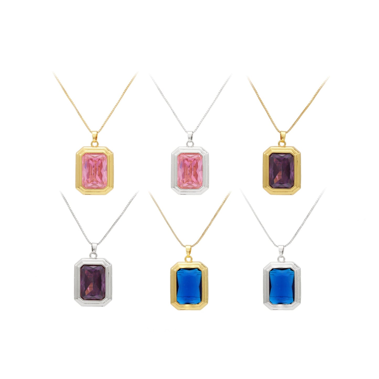 DESC- Colar Retangular Cravação Inglesa XYN101135 necklace