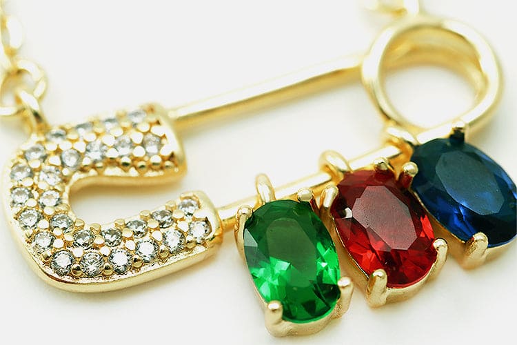 Colar Alfinete e Pedras XYN100929 项链