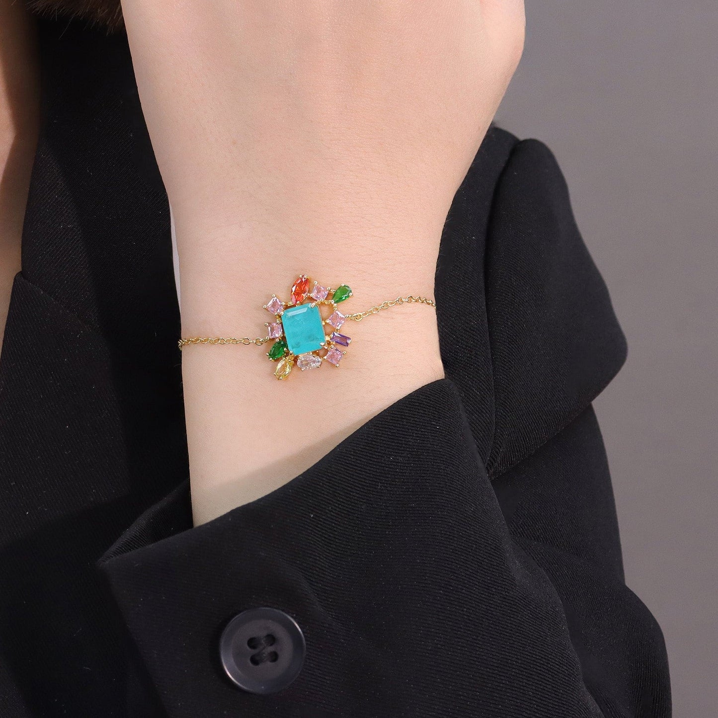 Pulseira Fusion Quadrada com Carrês Navevetes e Gotas XYS101194