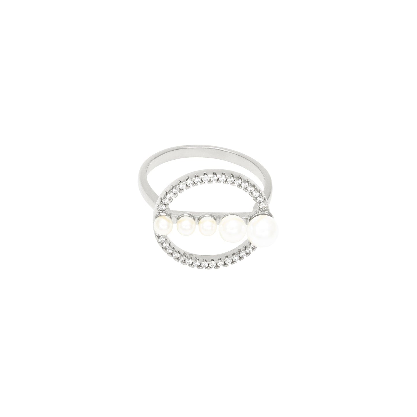 Anel vazado cravejado com pérolas no atacado