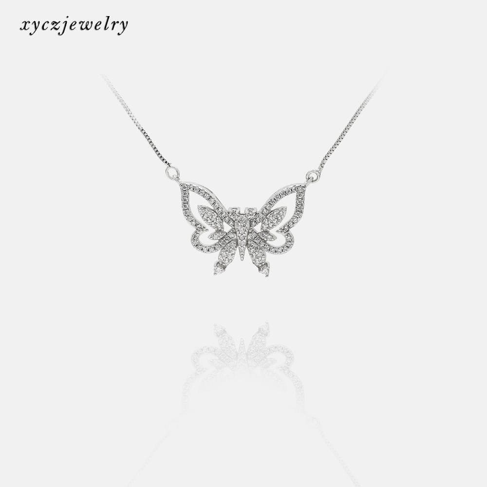Colar Com Pingente Borboleta vazado e Cravejado XYP101256