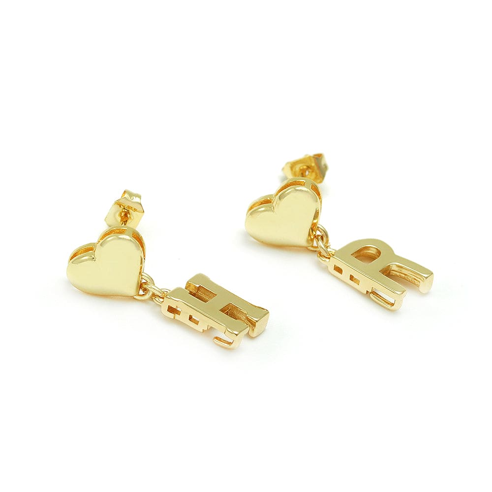Brinco coração e letras DIY H&R liso com tarracha XYE104198