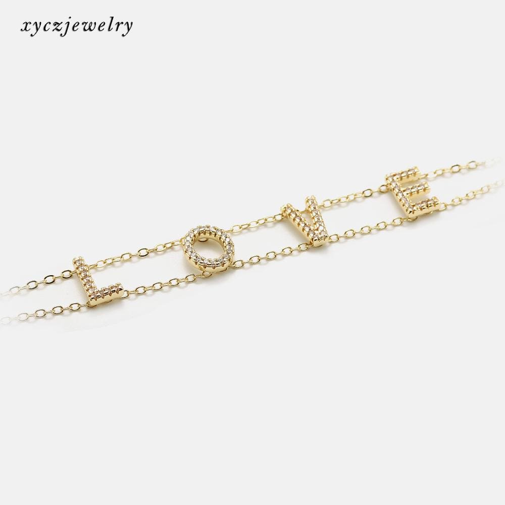 DIY Pulseira de corrente com letras cravejadas XYH100775 VENDIDO SEPARADAMENTE