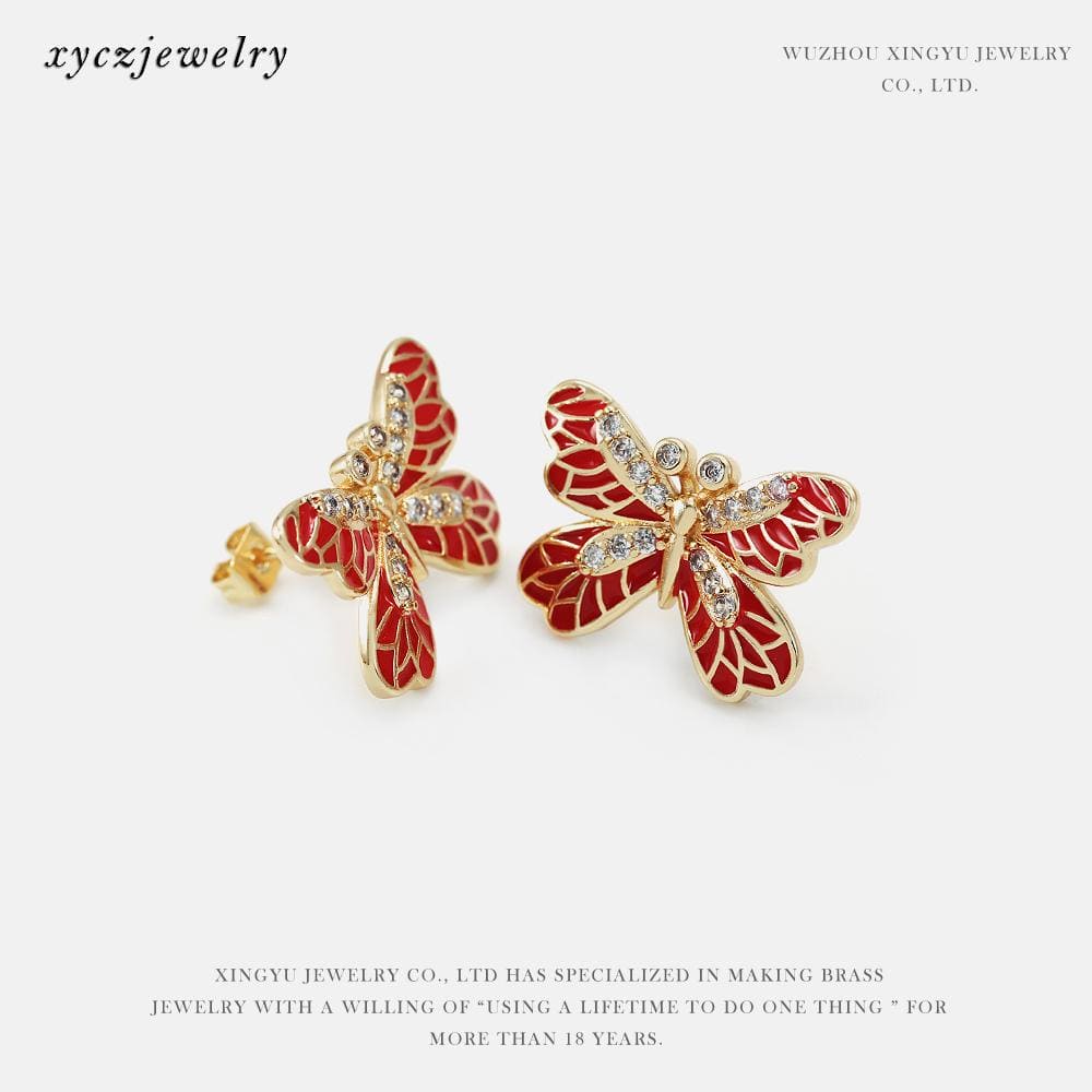 Brinco Borboleta Vermelha XYS100963 VENDIDO SEPARADAMENTE