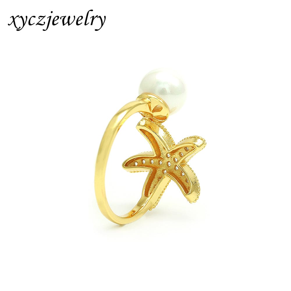 Anel estrela do mar e pérola