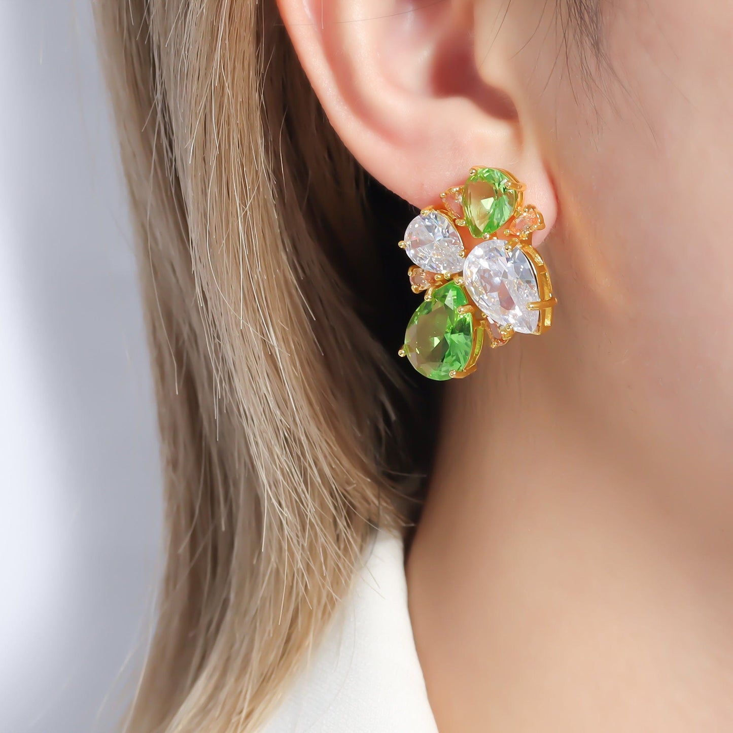 Brinco Frontal 4 Gotas Luxo XYE104568 earring