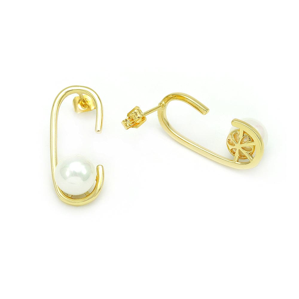 Brinco elipse aberta com pérola XYE104173