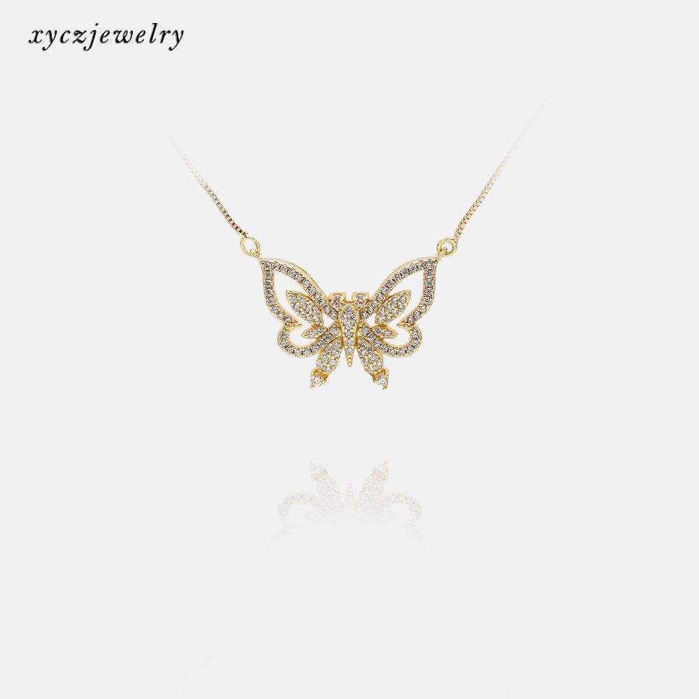 Colar Com Pingente Borboleta vazado e Cravejado XYP101256