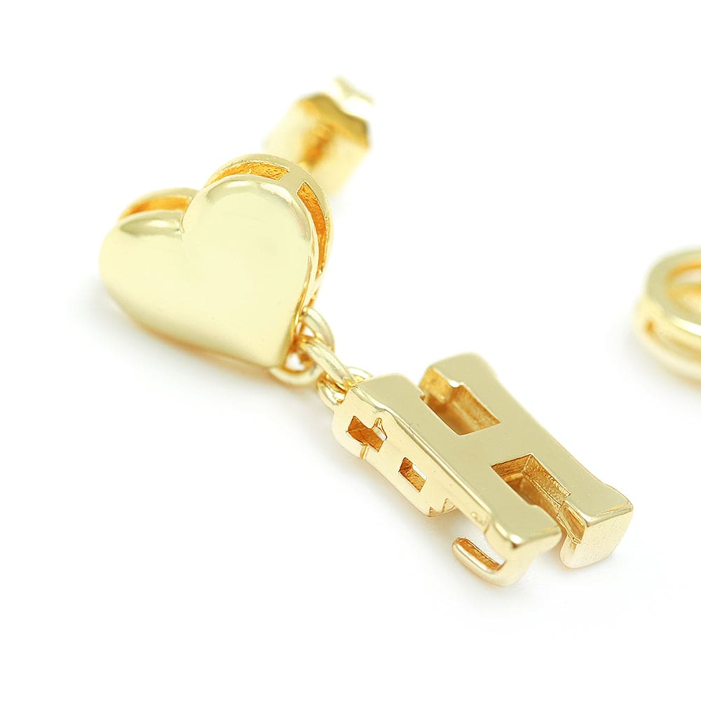 Brinco coração e letras DIY H&R liso com tarracha XYE104198