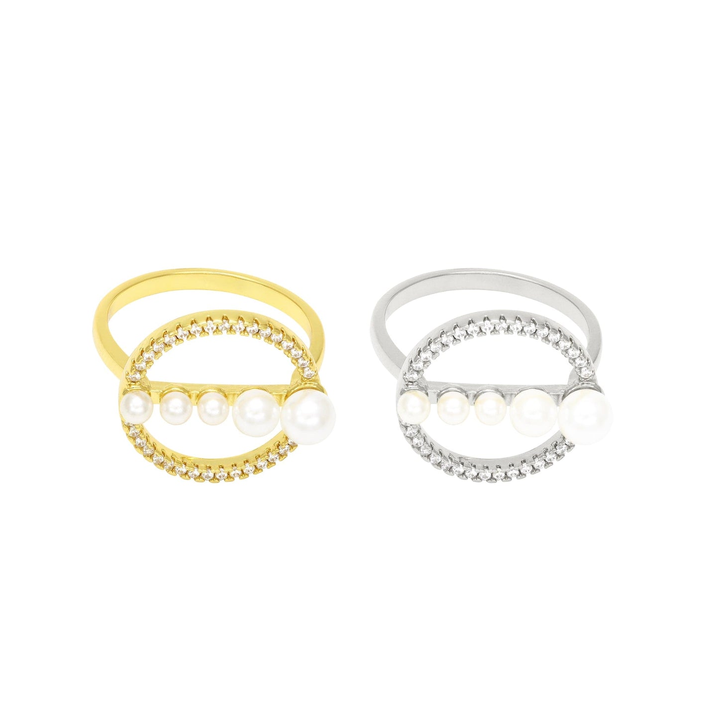 Anel vazado cravejado com pérolas no atacado