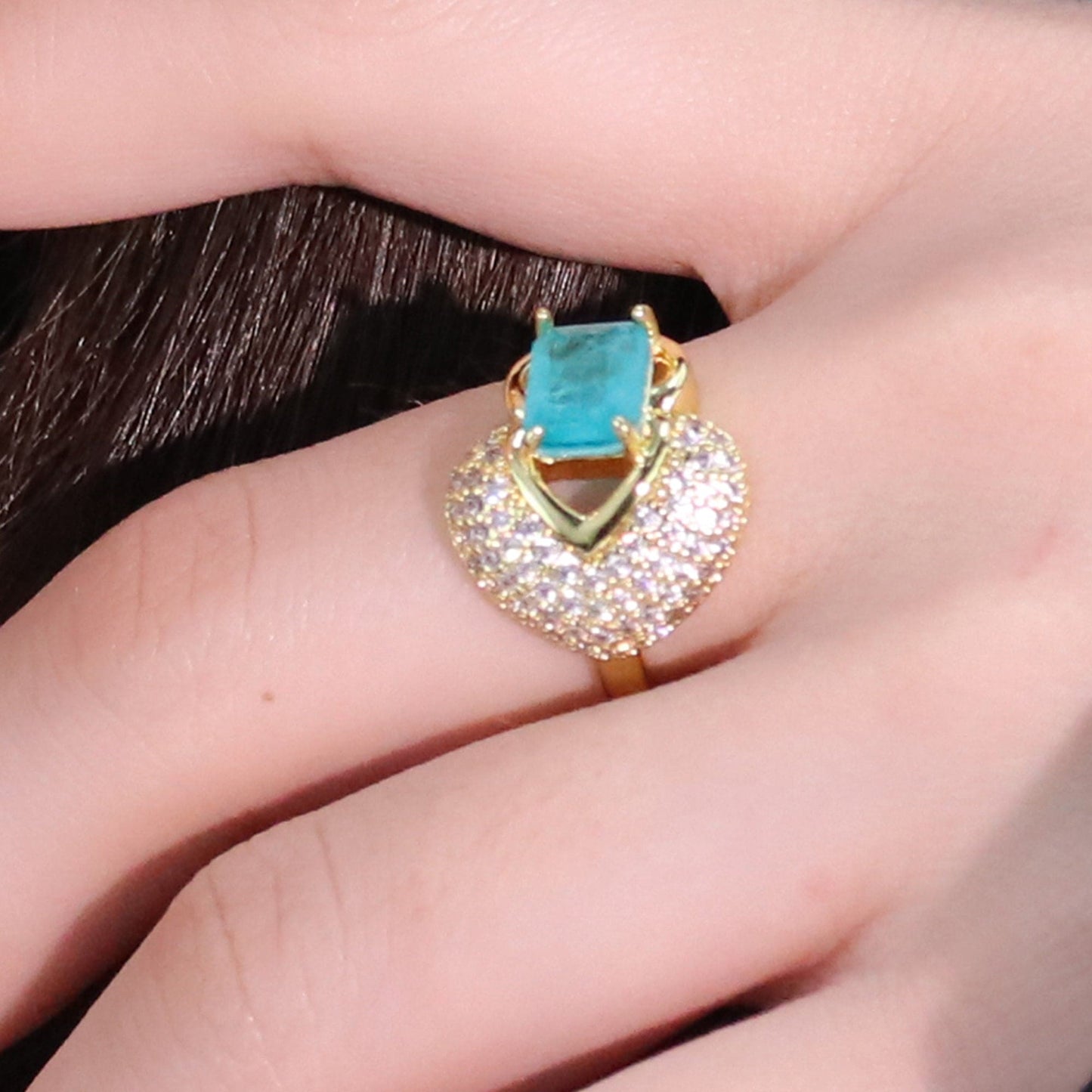 Anel Cravejado e Fusion Retangular XYS101220