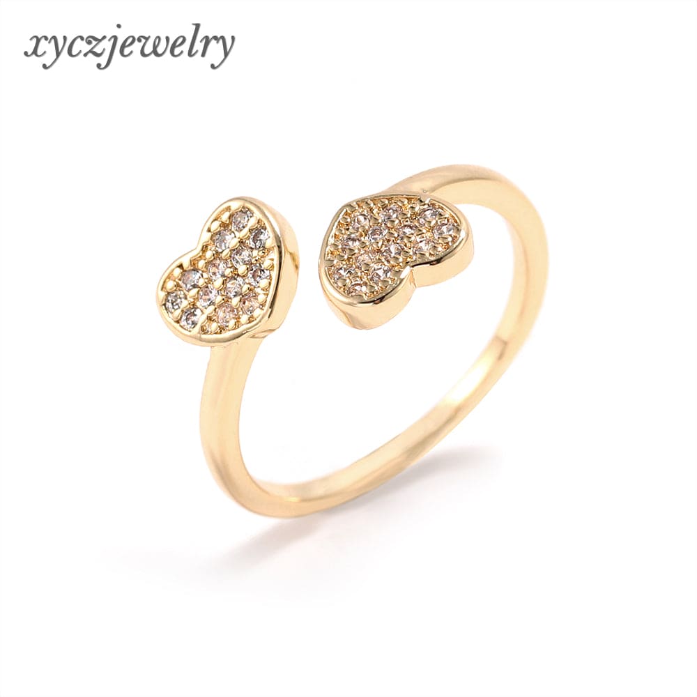 Anel aberto com pontas de coração no atacado