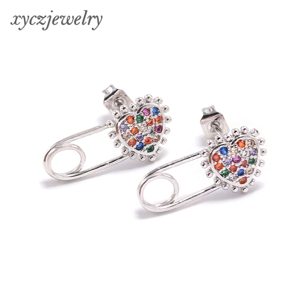 DESC - Brinco Alfinete Coração XYE103089 earring