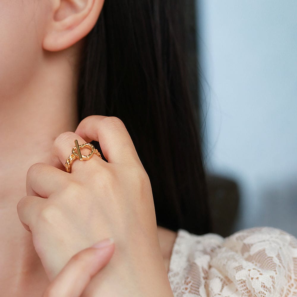 Anel de coração com aro de elo grumet