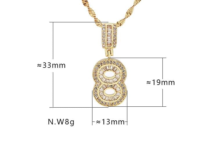 Colar Números G Cravejado XYP101716 吊坠+链条