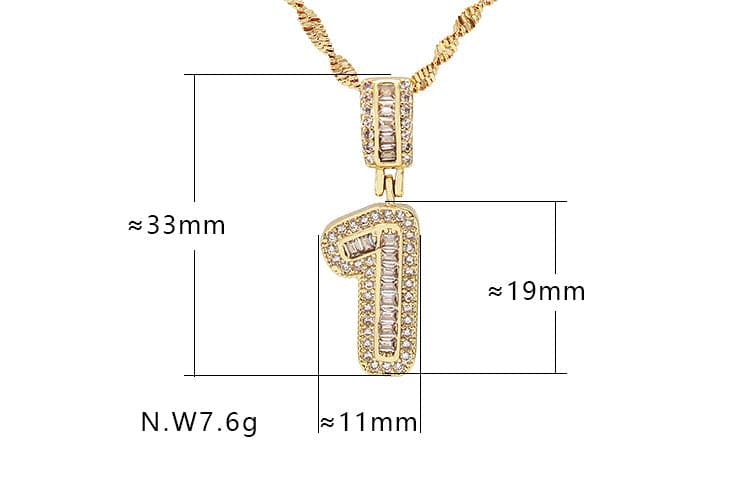 Colar Números G Cravejado XYP101716 吊坠+链条