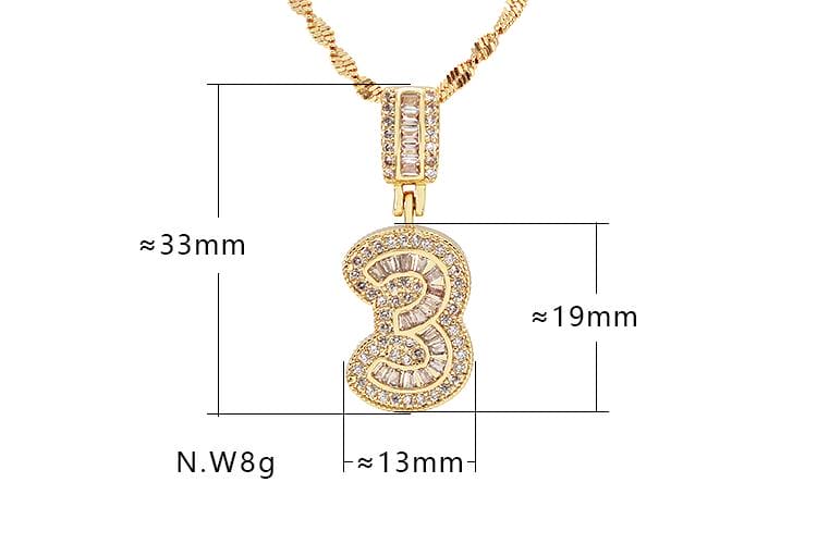 Colar Números G Cravejado XYP101716 吊坠+链条