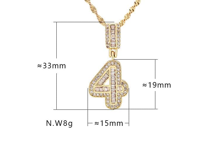 Colar Números G Cravejado XYP101716 吊坠+链条