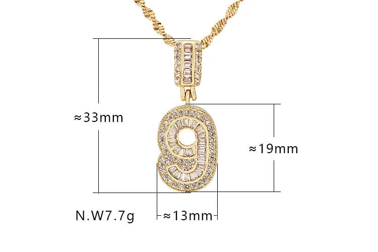 Colar Números G Cravejado XYP101716 吊坠+链条