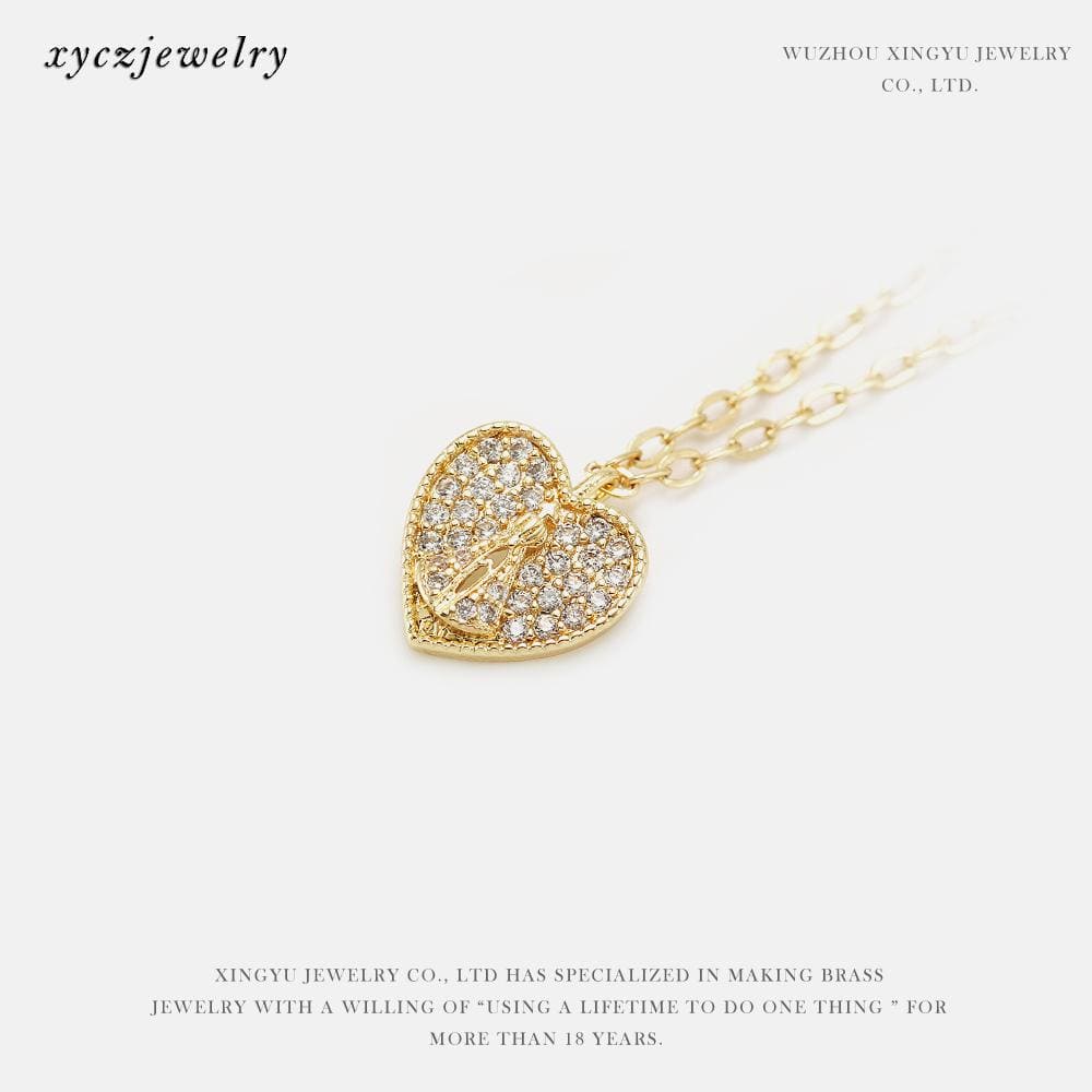 DIY Pingente de coração Nossa Senhora Aparecida cravejado XYP101682 VENDIDO SEPARADAMENTE