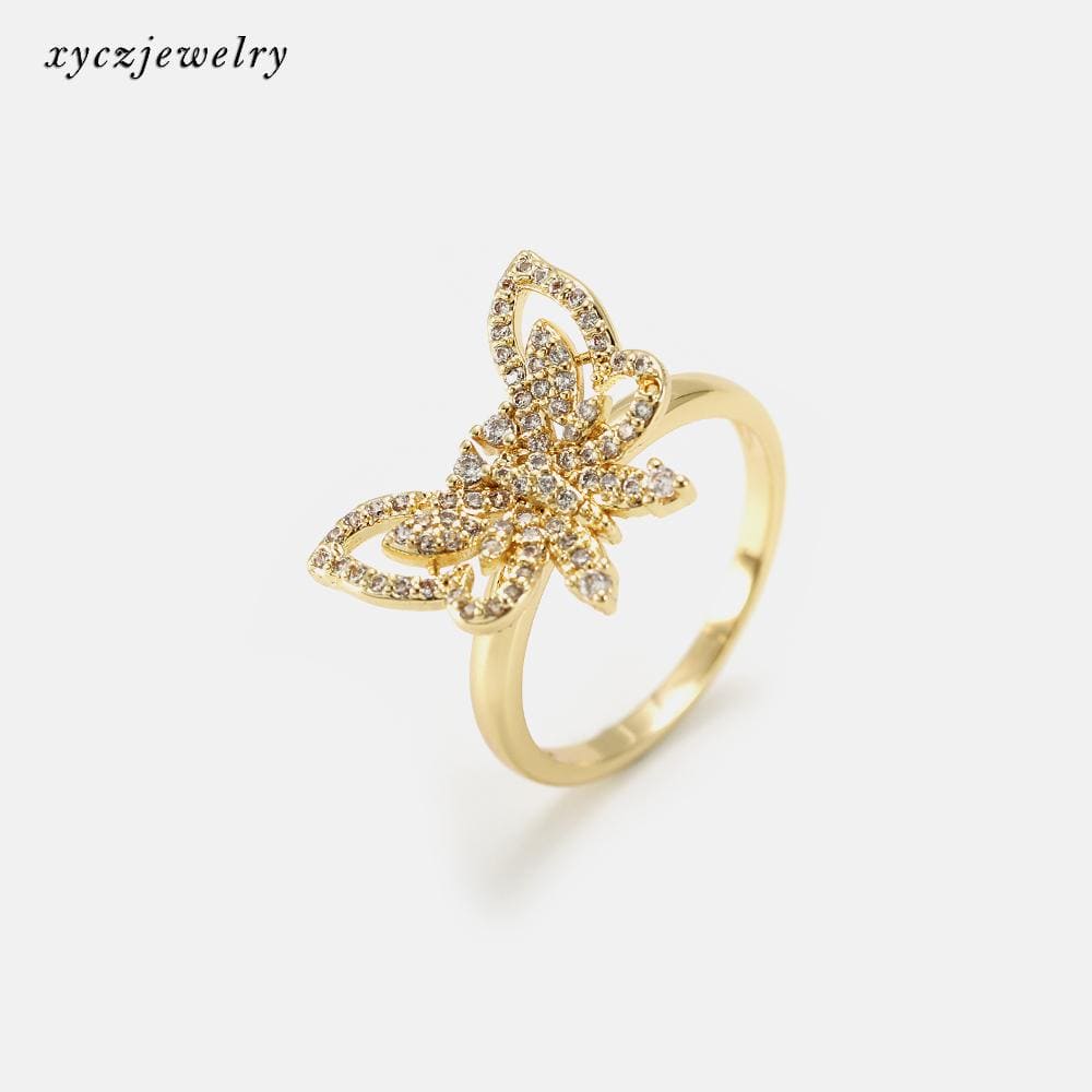 Anel vazado borboleta cravejada no atacado